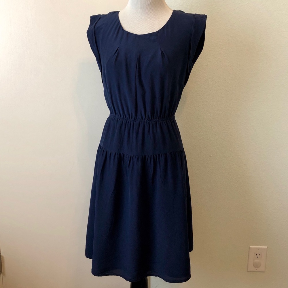 Madewell Broadway & Broome navy silk dress